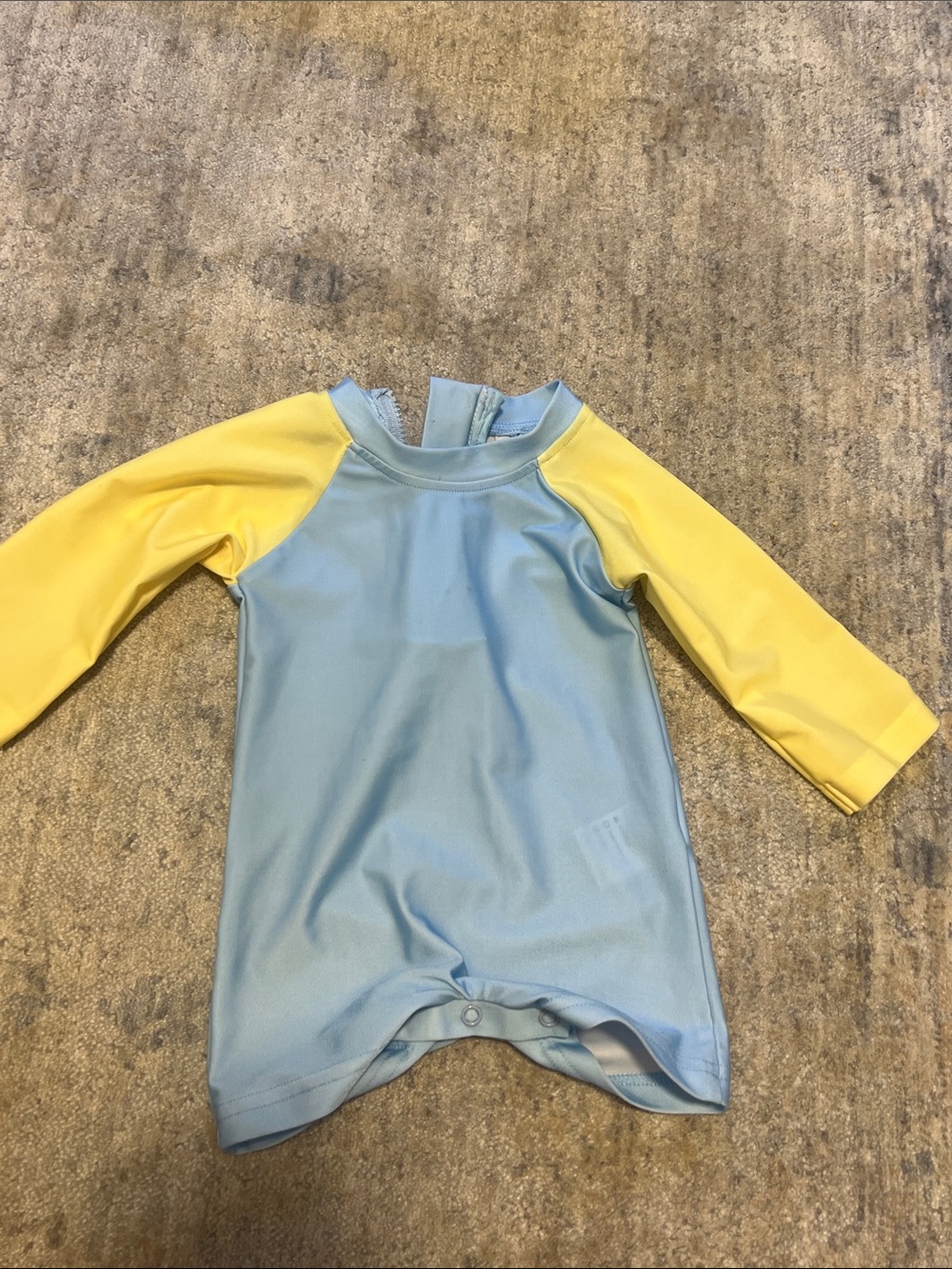 Little Lamb&Co boys Light Blue and Yellow Rash Guard Swimsuit